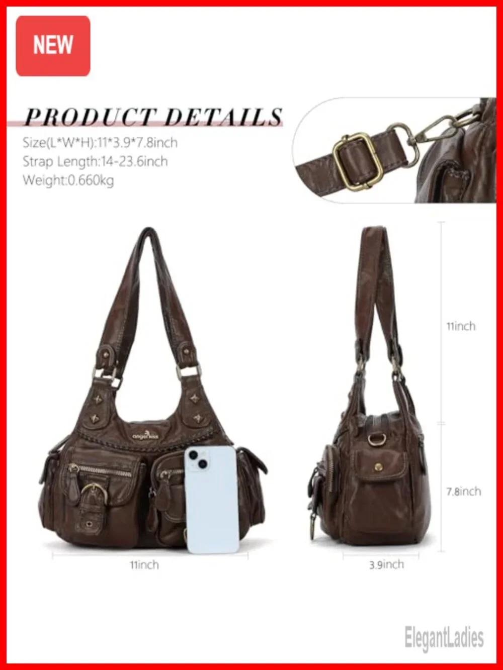Women's Vegan Leather Hobo Bag Crossbody Shoulder Purse